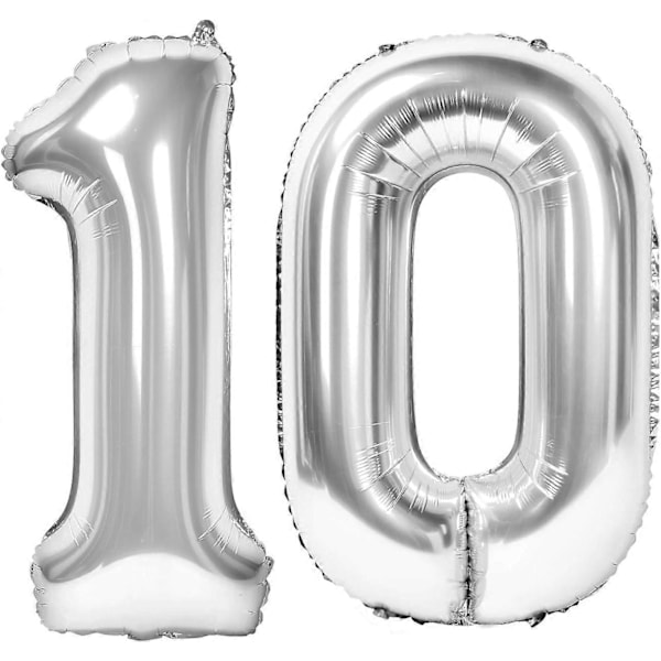 40 tommer sølv nummer 10 ballonger for feiringer