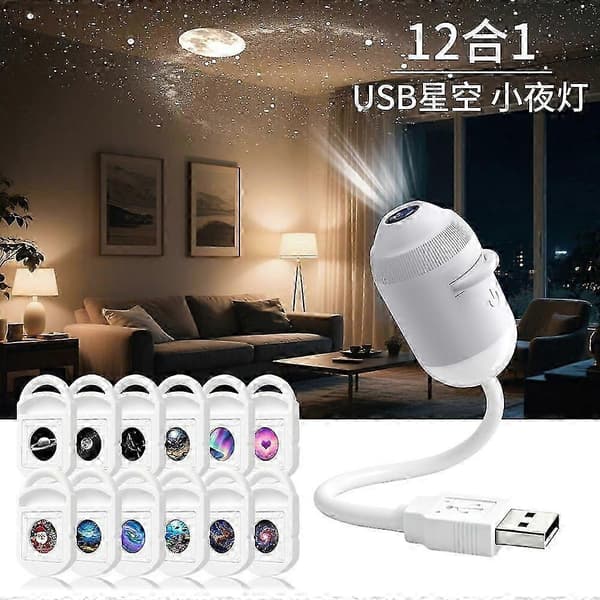 Stjerneprojektorlys, Dual Mode Galaxy Natlys, USB-drevet Multi Mønster Omgivende Lampe Til Bilinteriør & Soveværelsesindretning 3