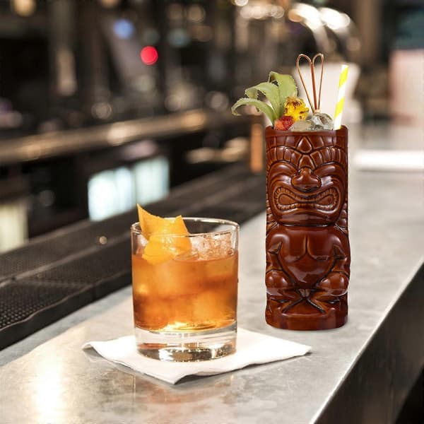 Tiki Cup Kreativ Keramisk Cocktailkopp for Oppbevaring 1 Stk Sikker Kaffefarge
