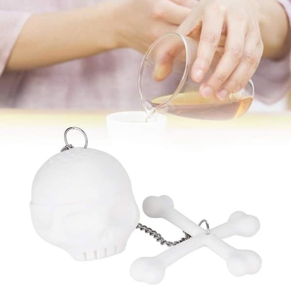 Silikone te-infuser - 1 stk., blad-/kranie-/knogleform - Velegnet til teblade, diffusionsmærke