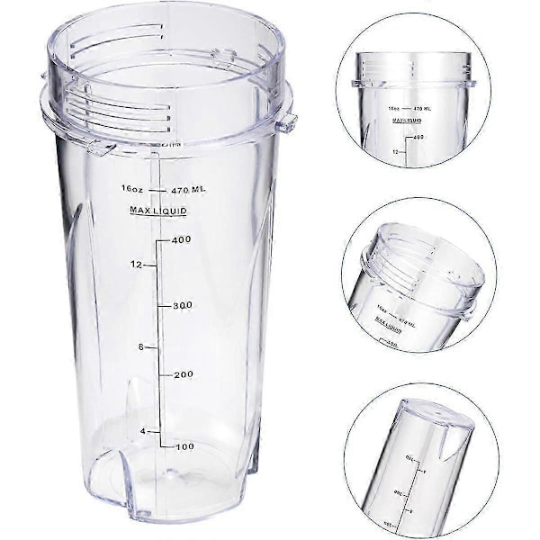 16Oz Erstatningskopper til Ninja QB3001SS Passer til Kompakt Personlig Blender, med Låg - 2 Pak