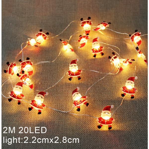Julelys med Julemand, 2M 20 LED, Dekorationslys til Jul Julemand