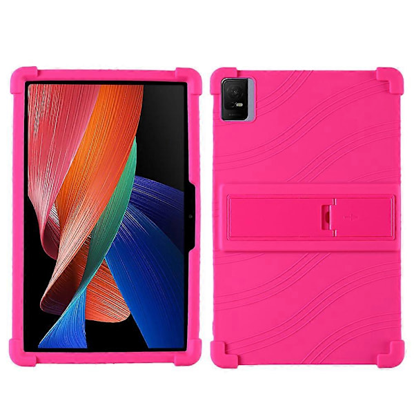 For TCL Tab 11 Silikon Nettbrettveske PC Støtte Fortykket Hjørne Beskyttende Nettbrettdeksel Rose