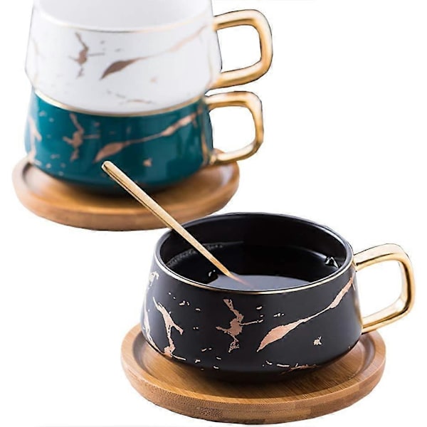 Porcelæns Tekop Kaffekrus Sæt til Eftermiddagste - Marmormønster