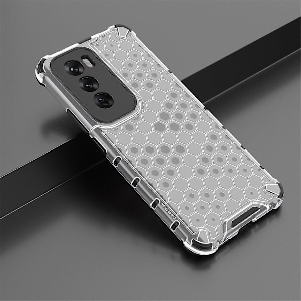 Mobilfodral för Oppo Reno12 5G - PC+TPU, Honungskaka-design, Stötdämpande Grey
