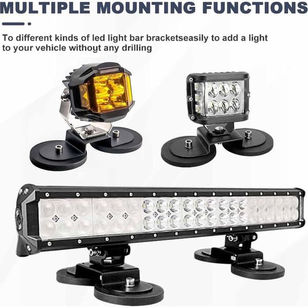 88 mm 2-delt magnetisk brakett for LED-lysstang, ultrastark magnetisk frontlysfeste for tak- og pansermontering med gummipakning