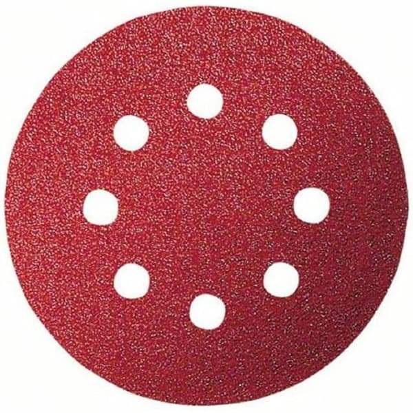 Slibeskiver - Pakke med 5 - Korn 60 - Diameter 125 mm - 8 Huller - Til Excenterslibere