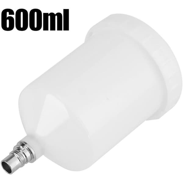 Plastmalingkop, luftgravitationssprøjtemalingsbeholder, gevindforbindelse til sprøjtepistol, 600 ml kapacitet