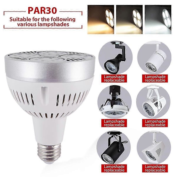 ZHOUBA E27 35W P30 PAR30 LED-lamppu Superkirkas kohdevalaisin kotiateljeehen White Case White Light.