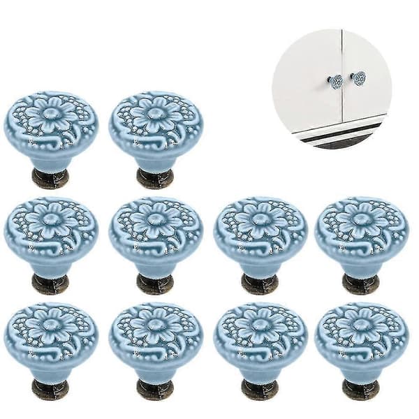 10 Keramiske knopper, gammeldags skabsdørknopper Grey