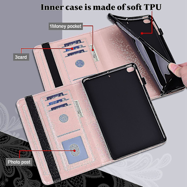 För Lenovo Tab M10 (Gen 3) TB-328FU/TB-328XU Präglat Tablet Ställ Plånboksfodral PU Läder Omslag Pink gold, Rose Gold Style E Lenovo Tab M10 (Gen 3)
