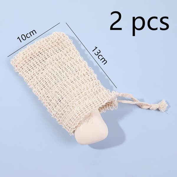Sett med 2 såpeposer i sisal, såpenett, solid såpepose, såpepose, såpebæreposer 13cm×10cm