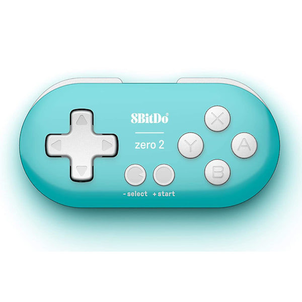 8bitdo Zero 2 Bluetooth Keychain Size Mini Controller til Nintendo Switch, Windows, Android og macOS (Gul Udgave) - Turkis Udgave