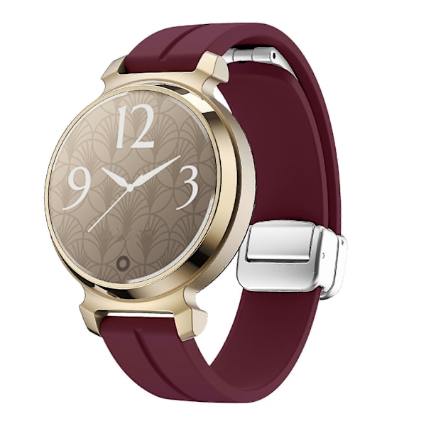 Silikonarmband för Garmin Lily 2 med Magnetisk Vikbar Spänne Wine Red Silver Buckle