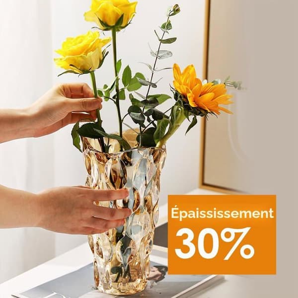 Håndblåst glassvase - 1 stk - Fortykket ravfarget stil - Elegant blomsterdekorasjon - Til stuen