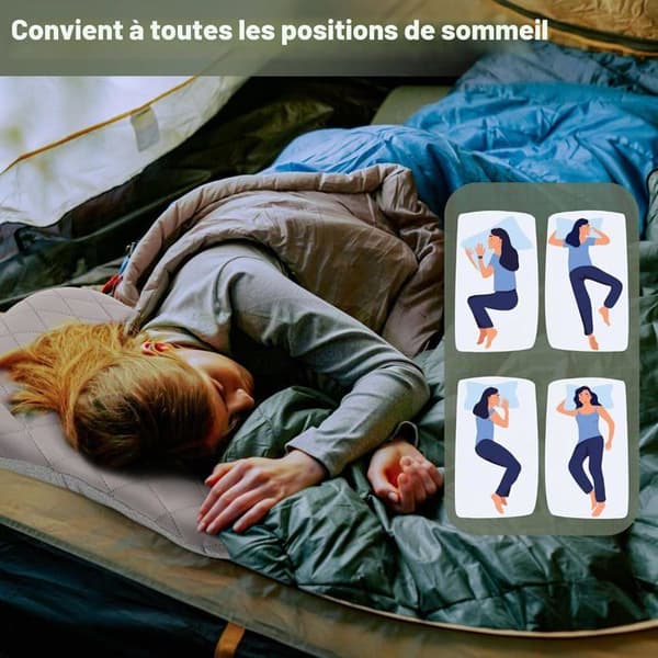 Oppustelig pude - 1 enhed - Polyester og bomuld - Ergonomisk og justerbar - Rejse Camping Vandring