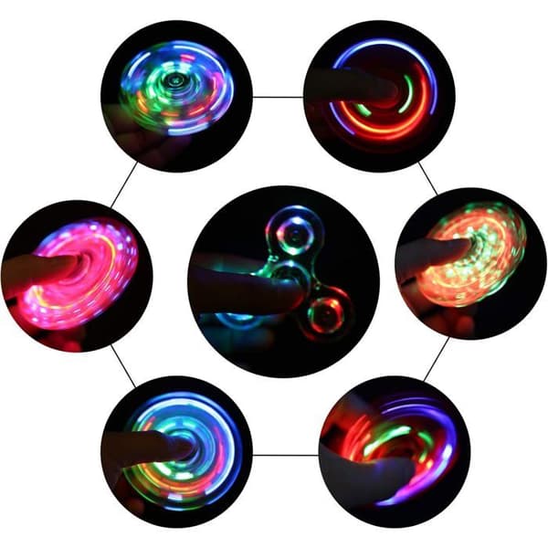 LED Fidget Spinner - 1 kpl - Kristalli ABS - Monivärinen valo - Stressinpoisto ADHD Lapsi Aikuinen - 7
