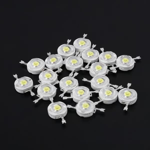 20 stk. høyytelses 2-pinners 3W hvite LED-perleemittere 170-190Lm 6000K