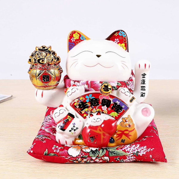 18 cm Keraaminen Onnenkissa Maneki Neko Koriste Feng Shui Sisustus Heiluva Onnenkissa, B