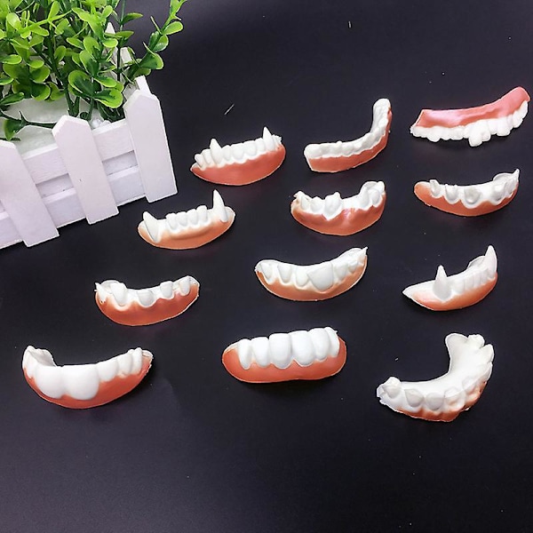 12 stk. Morsom Gebissmodell Cosplay Rekvisitter Gebiss Leker Parodi Tann For Fest