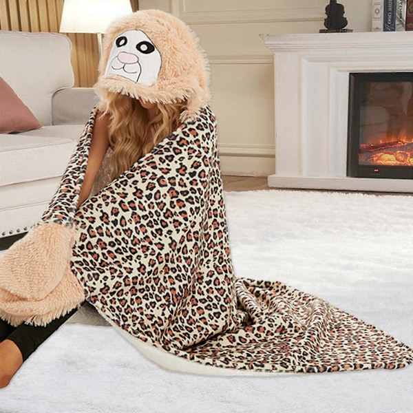 Ko Print Tæppe Blødt Ko Print Kastetæppe Fleece Tæppe Ko Mønster, 100% Nyt Khaki