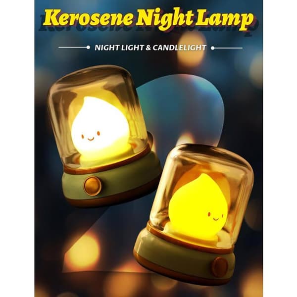 Søt parafinlampe-nattlys, koselig lys, oppladbar LED, dusjlampe, fin dekorasjon, nattlys for voksne