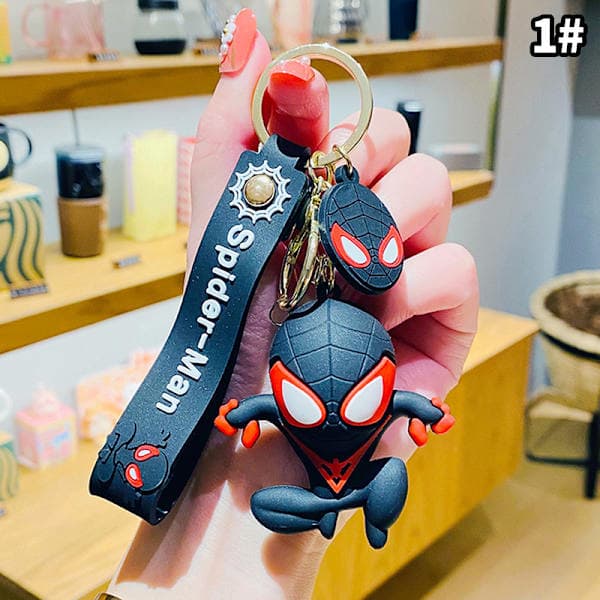 Marvel Spiderman Anime Figurer Nyckelring Tecknad Spindel Docka Ke - i lager Svart