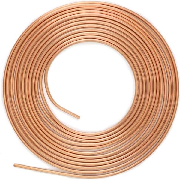 7,6 m kopparbromsslang, bromsrör, OD 4,76 mm, ID 3,3 mm med 16 muttrar