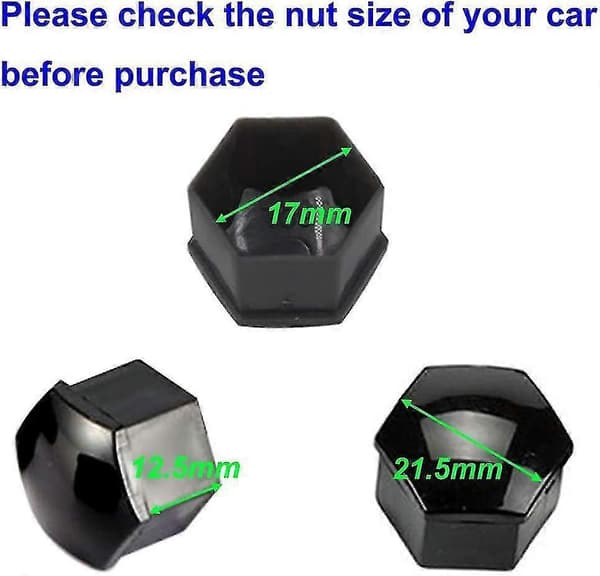20 st 19 mm hjulmutterkapslar, hjulbultmutterkapslar, hexagonala däckmutterkapslar (svart) black 19MM