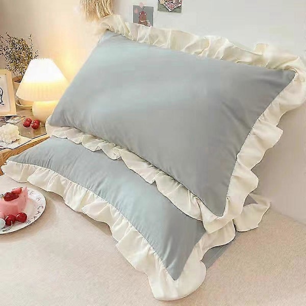 Prinsessa Tyynyliinat Röyhelöillä Useita Kokoja Tyynynpäällinen Mukava Tyynyliina Aikuisille Lapsille blue 1Pcs 48x74cm