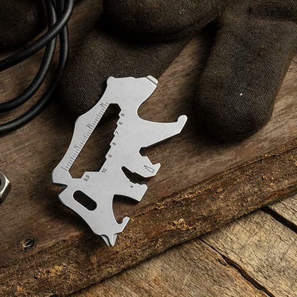 13 i 1 Utomhusverktyg Multifunktion EDC Kortverktyg Karbinhake Flaska (Silver)