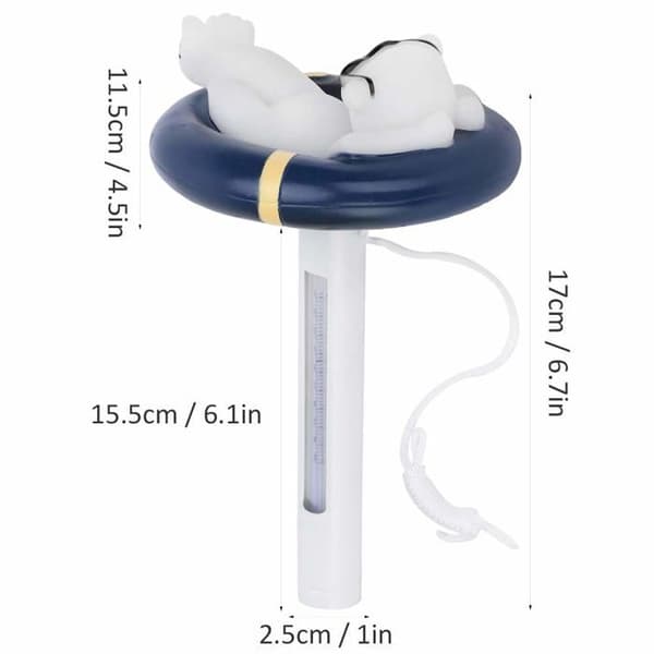 1 stk. Flydende pooltermometer, letlæseligt, flydende termometer med tegneseriebjørn-design, vandtemperaturmåler