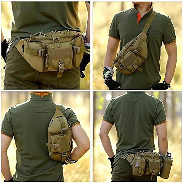 Taktisk midjeväska militär midjeväska Bumbag Fanny Pack för utomhusvandring löpning vandring camping, brun