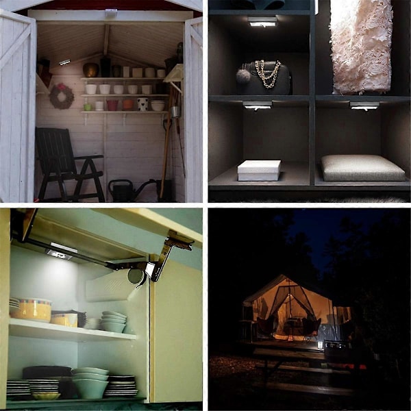 4-pack Skåplampa, Batteridriven Trycklampa, Superstark Strömbrytare Lampa, Väggmonterad Under Skåp
