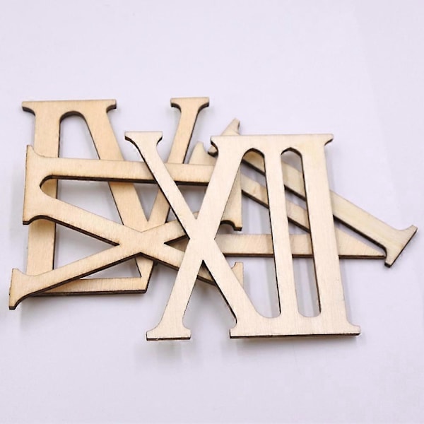 12 stk. Romertall Umalte Trebiter DIY Håndverk Ornament Scrapbooking Dekor