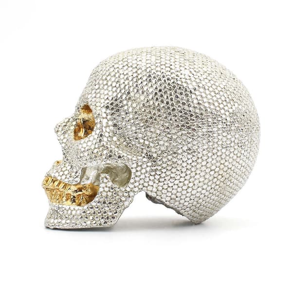 2025 Ny Perlebit Skjelett Dekor Mini Lite Hode Skrivebord Hjem Dekor Halloween Gave Dekor