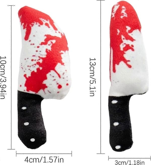 Knive Katte Legetøj med Katteurt - Horror Knive-Formet Blodigt Design Plys Legetøj C