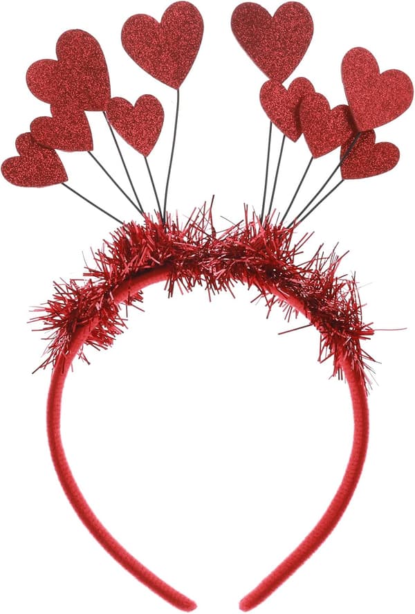 Julepaljetter Hjerte Hodebånd Glitter Hjerte Hårbånd Hjerteformet Dekor Hodebånd Rødt Hjerte Glitter Stjerne Hodebånd Hodebøyle Hårtilbehør Red