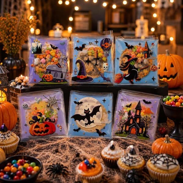 300 Halloween-godteriposer, 6 festlige motiver, Halloween-dekorasjon