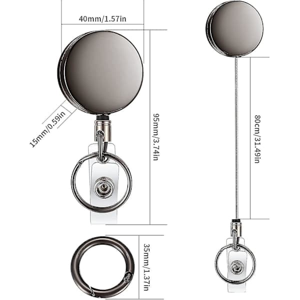 2 st Nyckelring Rulle Infällbar Lanyard Med Ståltråd Infällbart ID-kort