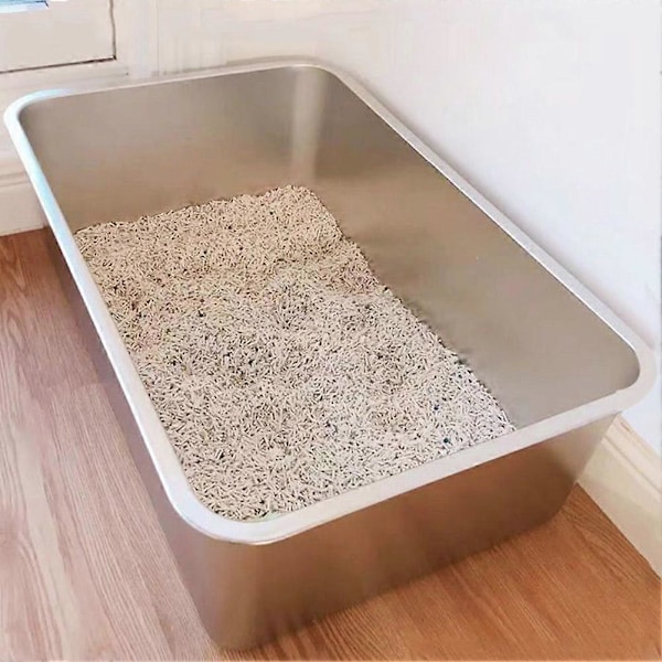 Rostfri kattlåda för luktkontroll, klätterfri kattlåda med non-stick