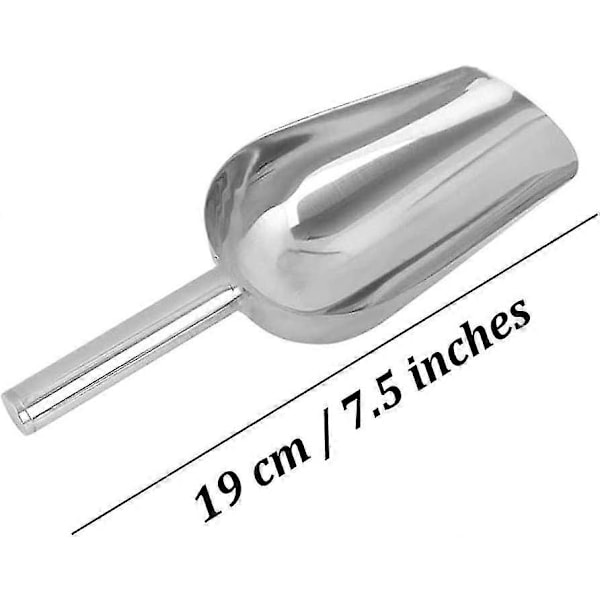 4 stk. isskeer i rustfrit stål, lille madserveringsske til køkken, bar, fødselsdagsfest, bryllup og buffet, sølv, 19 cm