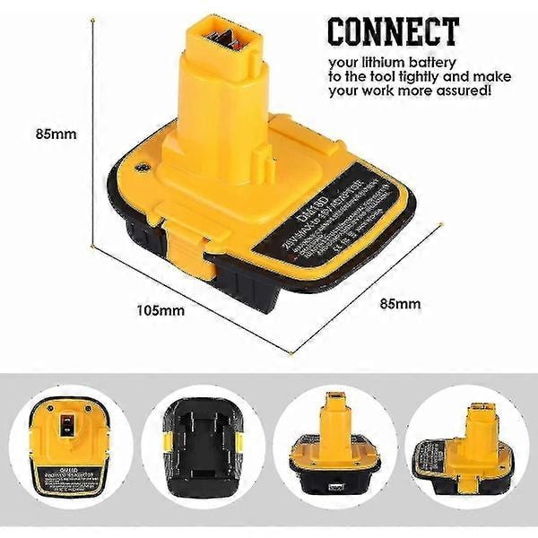 Dm18d Dca1820 Akkuadapteri USB:llä Dewalt 18V/20V ja Milwaukee M18 Litiumakulle, Muunnin Dewalt Nicad/Nim Dcb204 Dcb205 -akuille