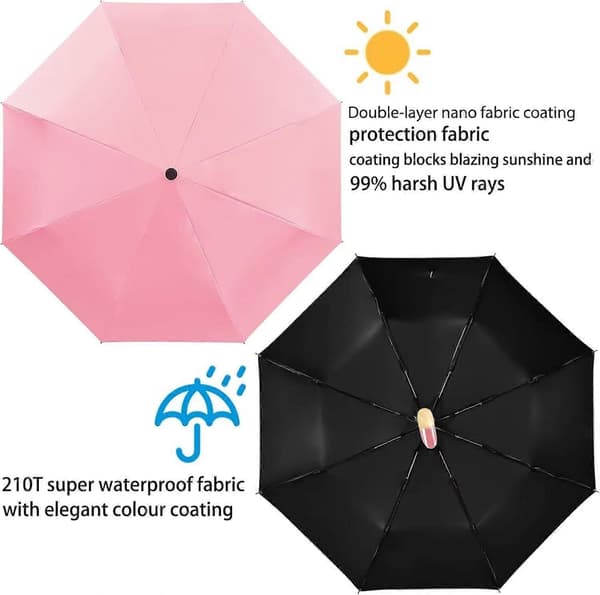 2025 Bærbar Mini Paraply Foldbar Paraply Letvægts Kompakt Rejseparaply 5 Fold Paraply Sol Pink