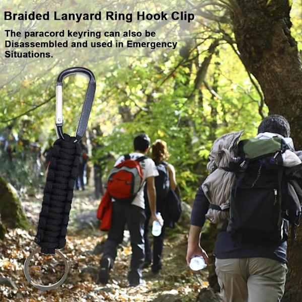 5 stk. Paracord nøgleringe med karabinhager, flettet nøglesnor med låsende D-ring kroge, kraftig Paracord nøglesnor