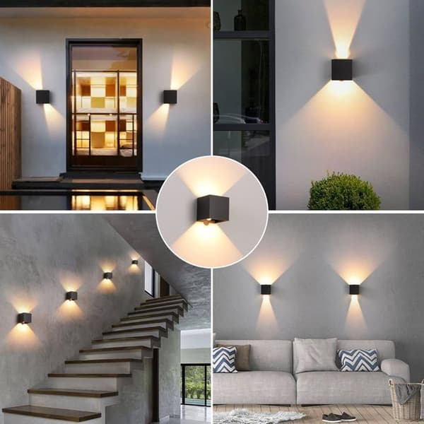 12W LED Vegglampe for innendørs/utendørs bruk med bevegelsessensor, 3000K varmhvit, moderne, vanntett veggbelysning