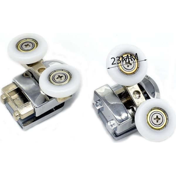 Sæt med 4 udskiftningsdobbeltruller til brusedøre, 23 mm diameter hjul (Dobbelt 2 top + 2 bund - 23 mm)