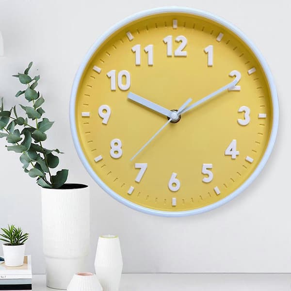 Moderne Simpel Vægur 8 Tommer Candy Farve Lydløs Til Time Ure Ornament-hy Yellow