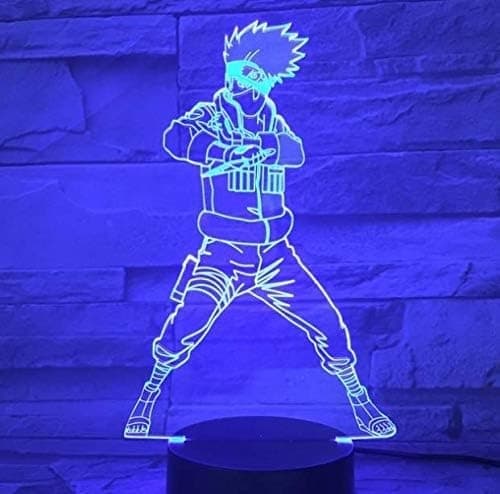 Kakashi 3D illusjonslampe, 7 farger 3D illusjon visuelt nattlys med USB-lading, anime jule- og bursdagsgaver