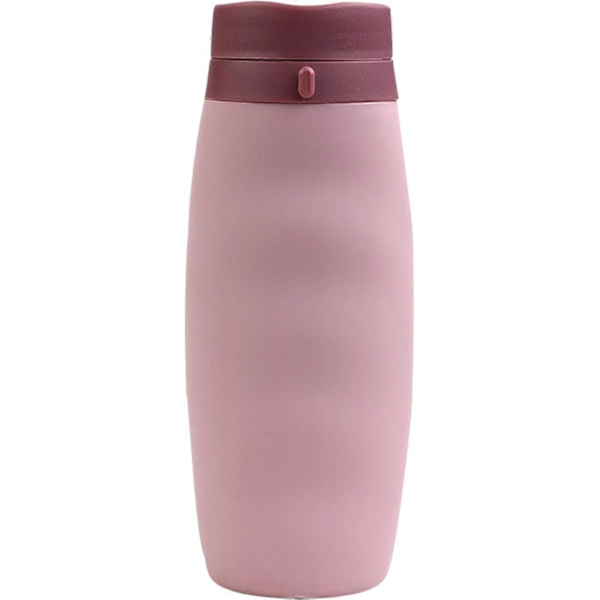 Hopfällbara vattenflaskor, 600 ml hopfällbar vattenflaska, bärbara silikonreseflaskor, BPA-fria hopfällbara dricksvattenflaskor Pink